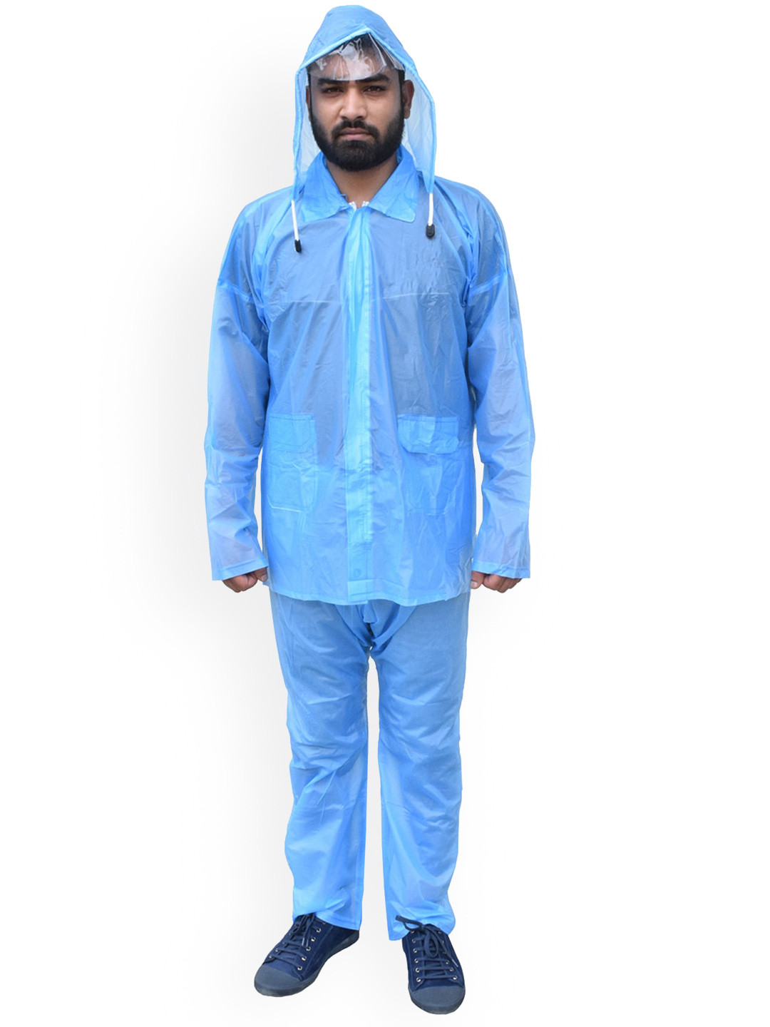 Kuber Industries Waterproof PVC Adjustable Hood Rain Suit