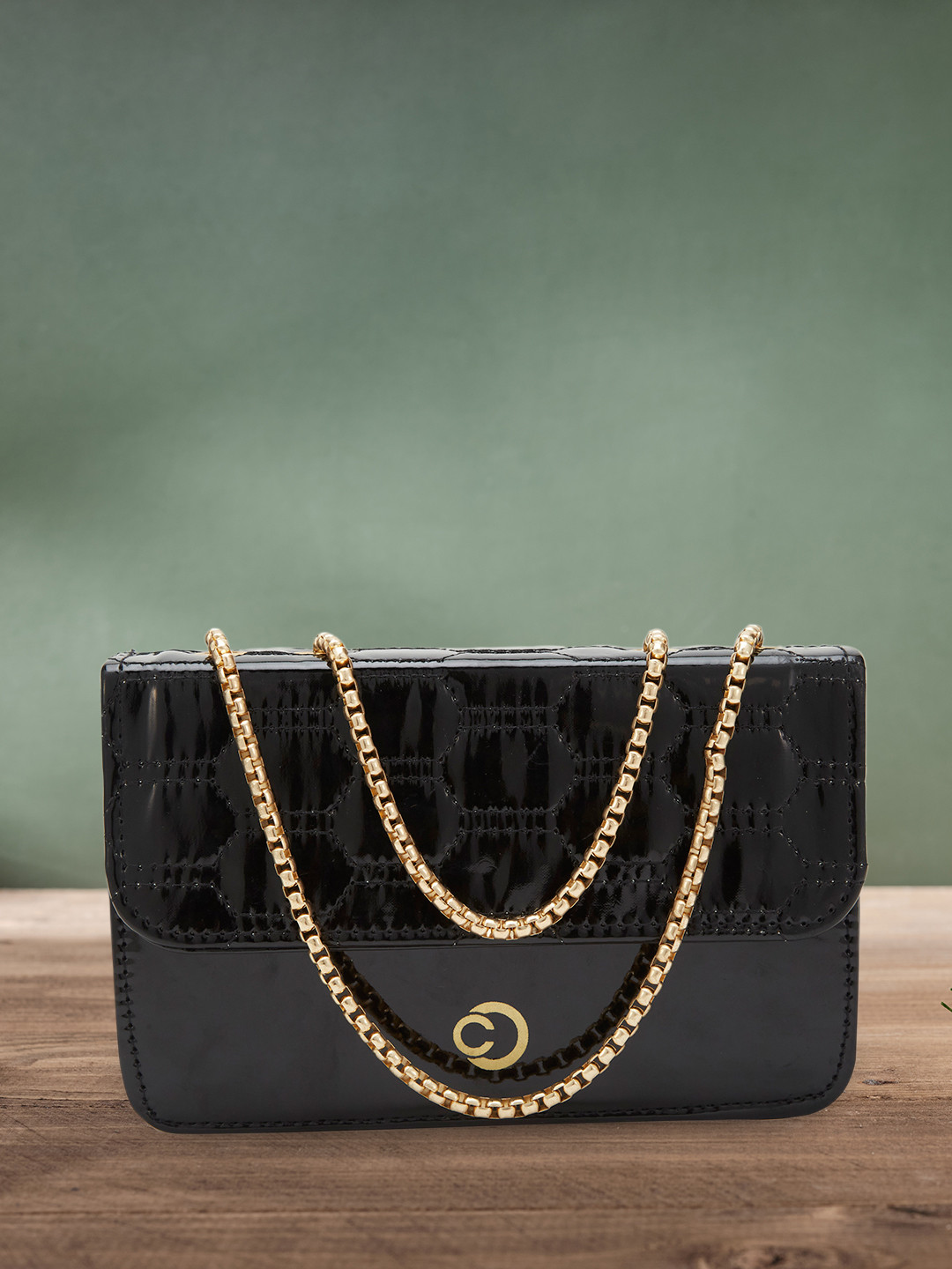 Caprese Geometric Self Design Regular Structured Shoulder Bag