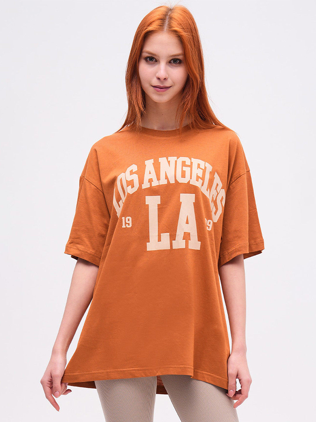 PRET A TUER Typography Printed Drop-Shoulder Sleeves Pure Cotton Oversized T-shirt