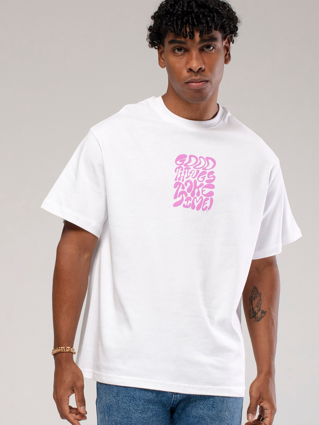 catch Printed Drop-Shoulder Sleeves Pure Cotton Relaxed Fit T-shirt