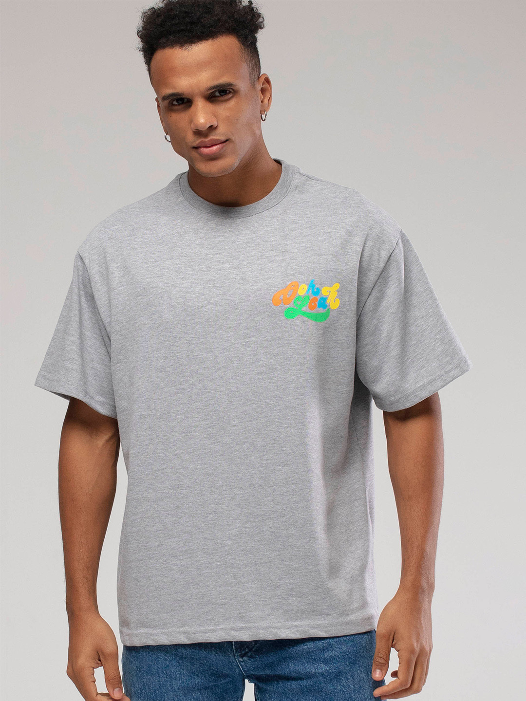 catch Typography Printed Drop-Shoulder Sleeves Pure Cotton Relaxed Fit T-shirt