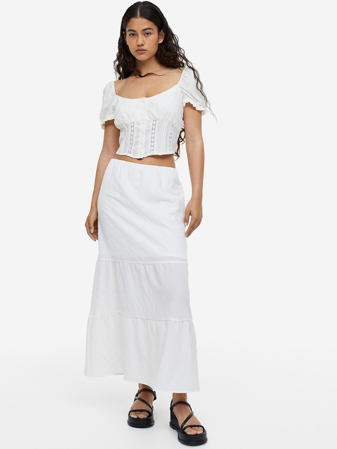 CREPE VOLUME GATHER SKIRT-