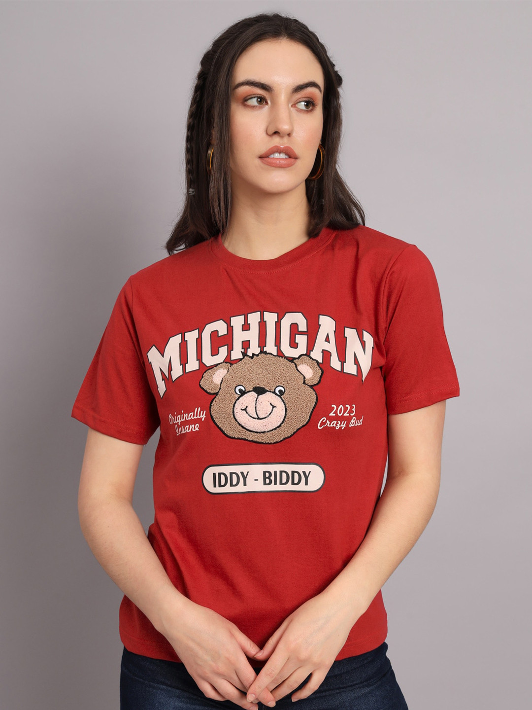 The Dry State Red Typography Printed Round Neck Cotton T-shirt