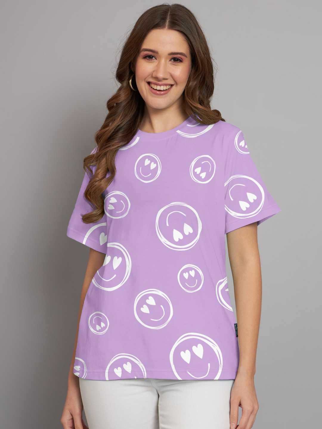 The Dry State Lavender Graphic Printed Oversized Cotton T-shirt