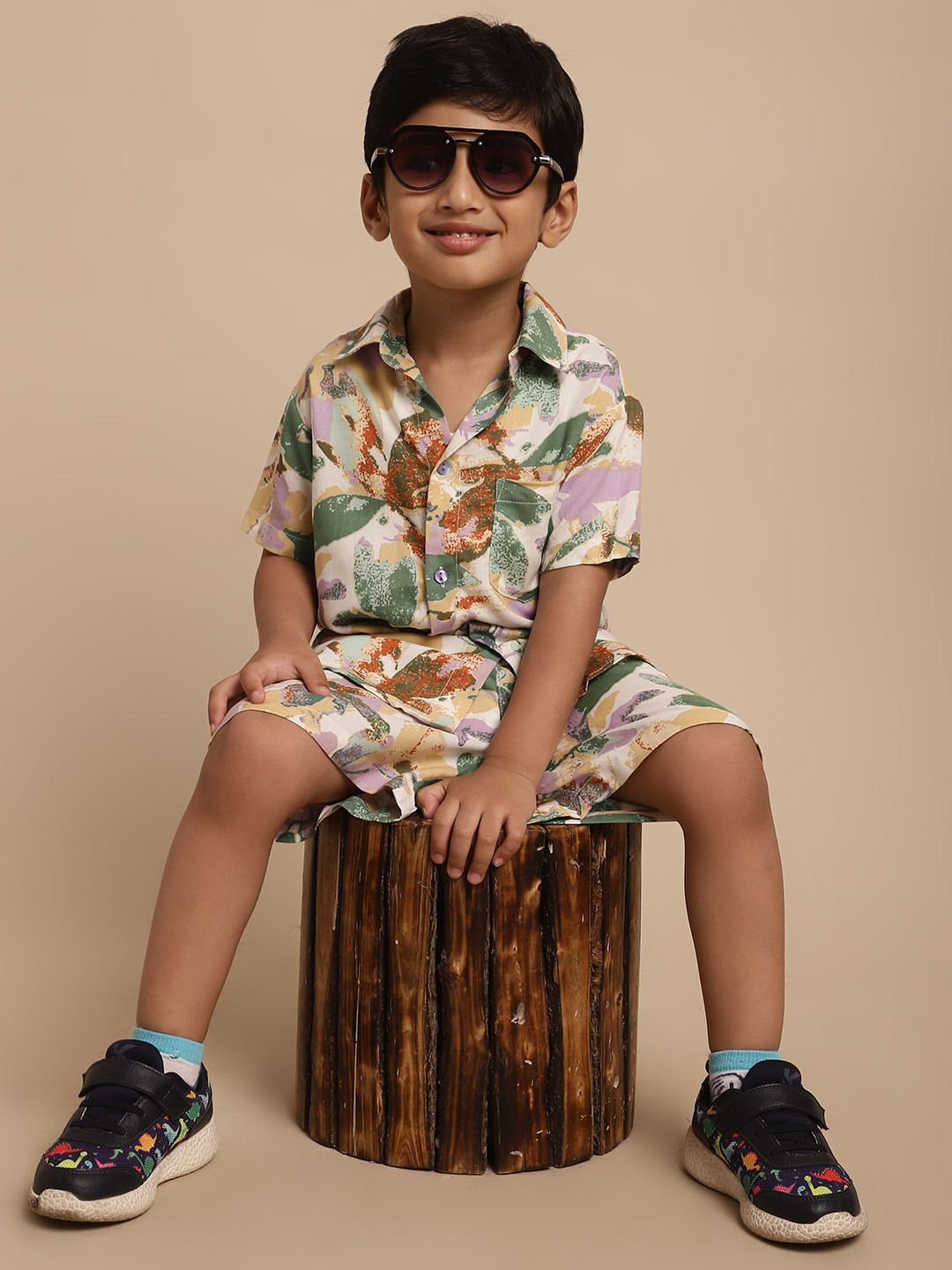 Superminis Boys Floral Printed Shirt with Shorts