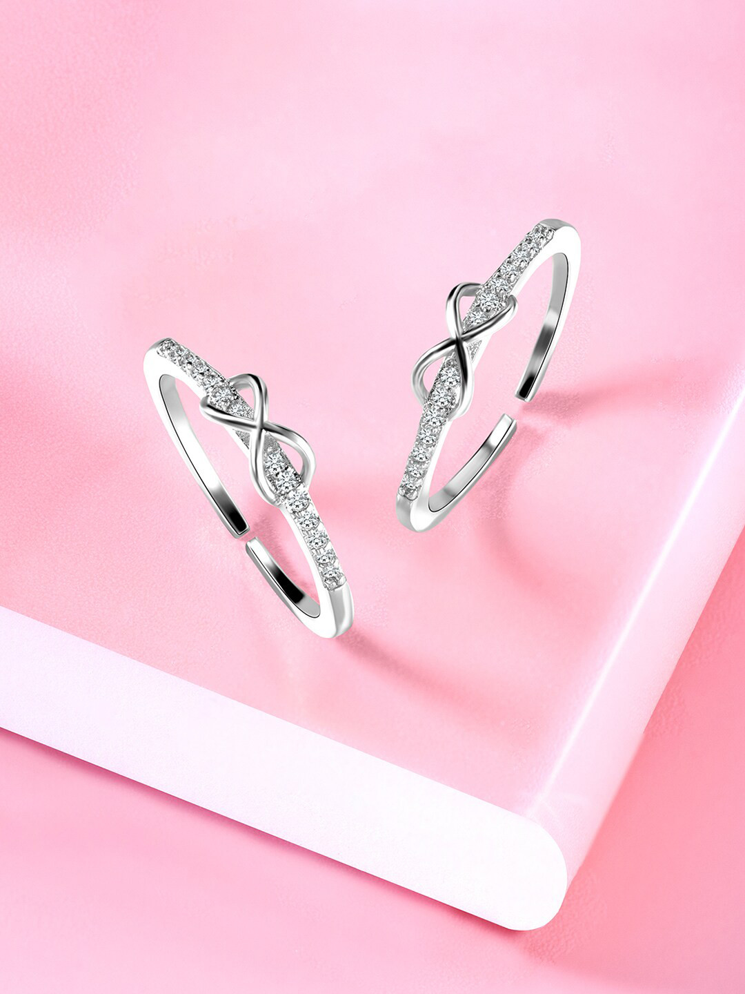 Peora Silver-Plated CZ-Studded Toe Rings