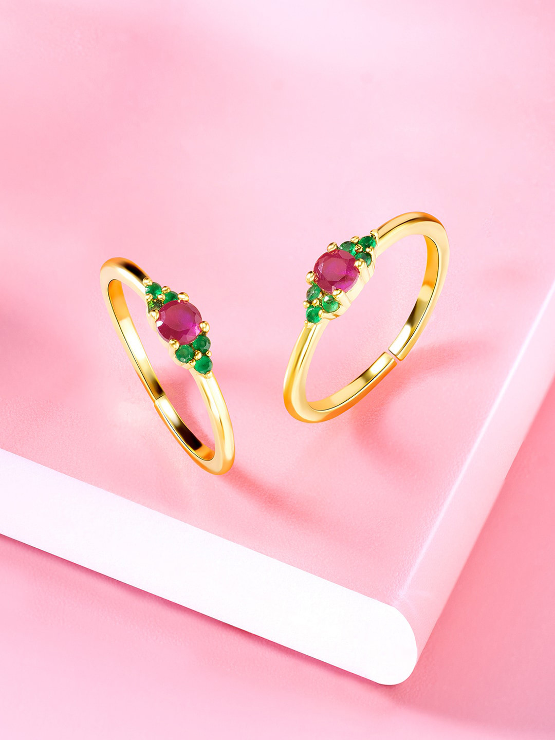 Peora Gold-Plated CZ-Studded Adjustable Toe Rings