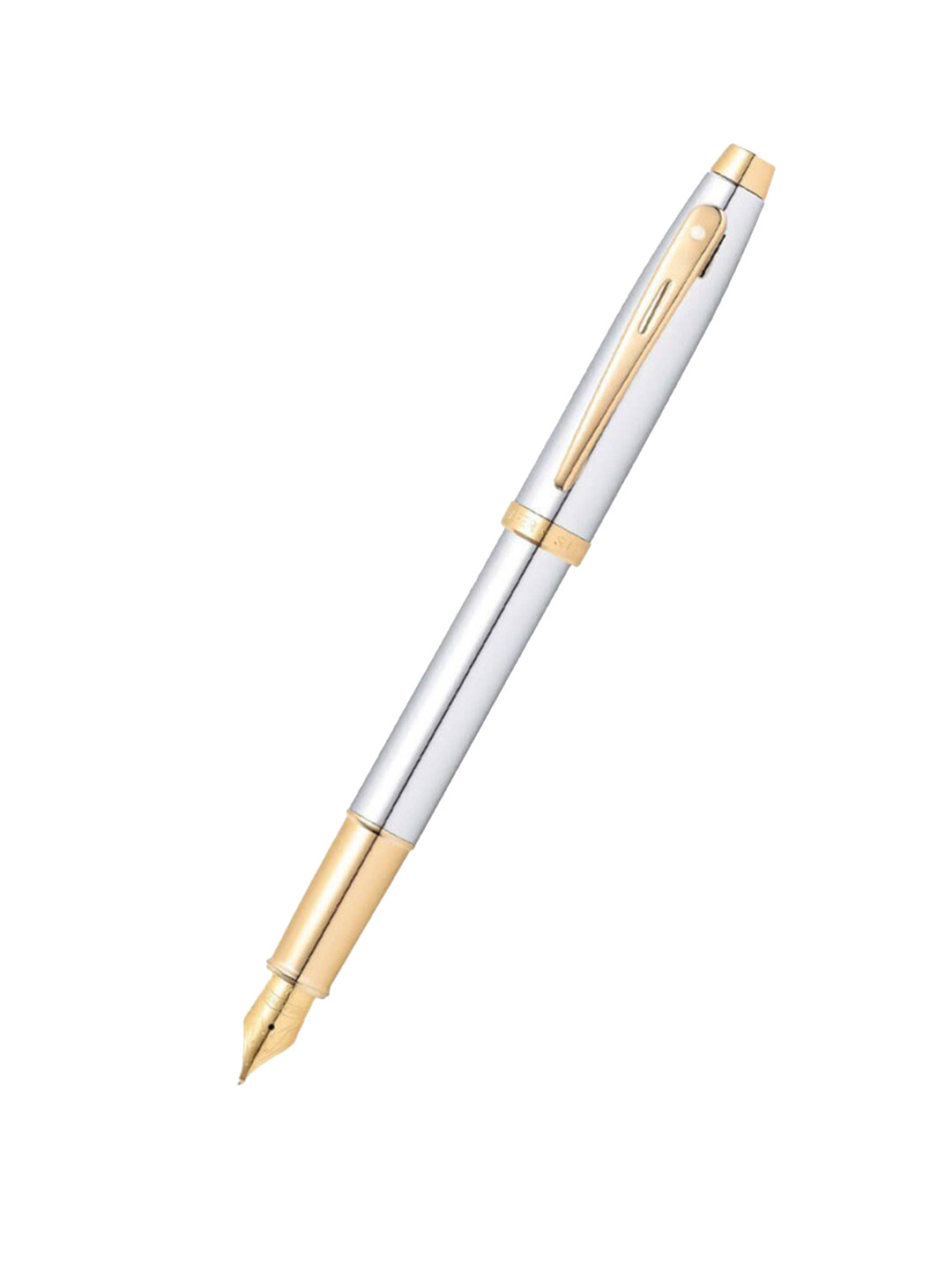 Sheaffer Chrome with Gold Toned Trim E9340 Gift100 Medium Nib Founatin Pen