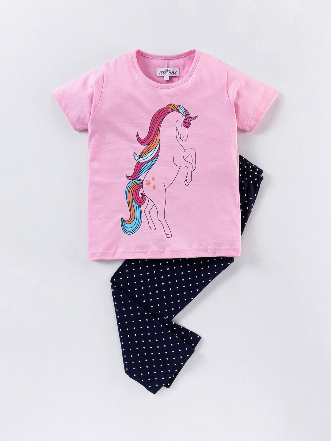 Nite Flite Girls Conversational Printed Pure Cotton Night Suit