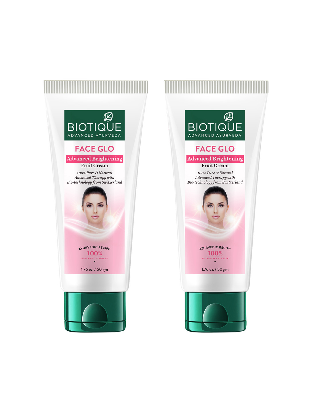Biotique Set of 2 Pure & Natural Face Glo Advanced Brightening Fruit Face Cream - 50g each