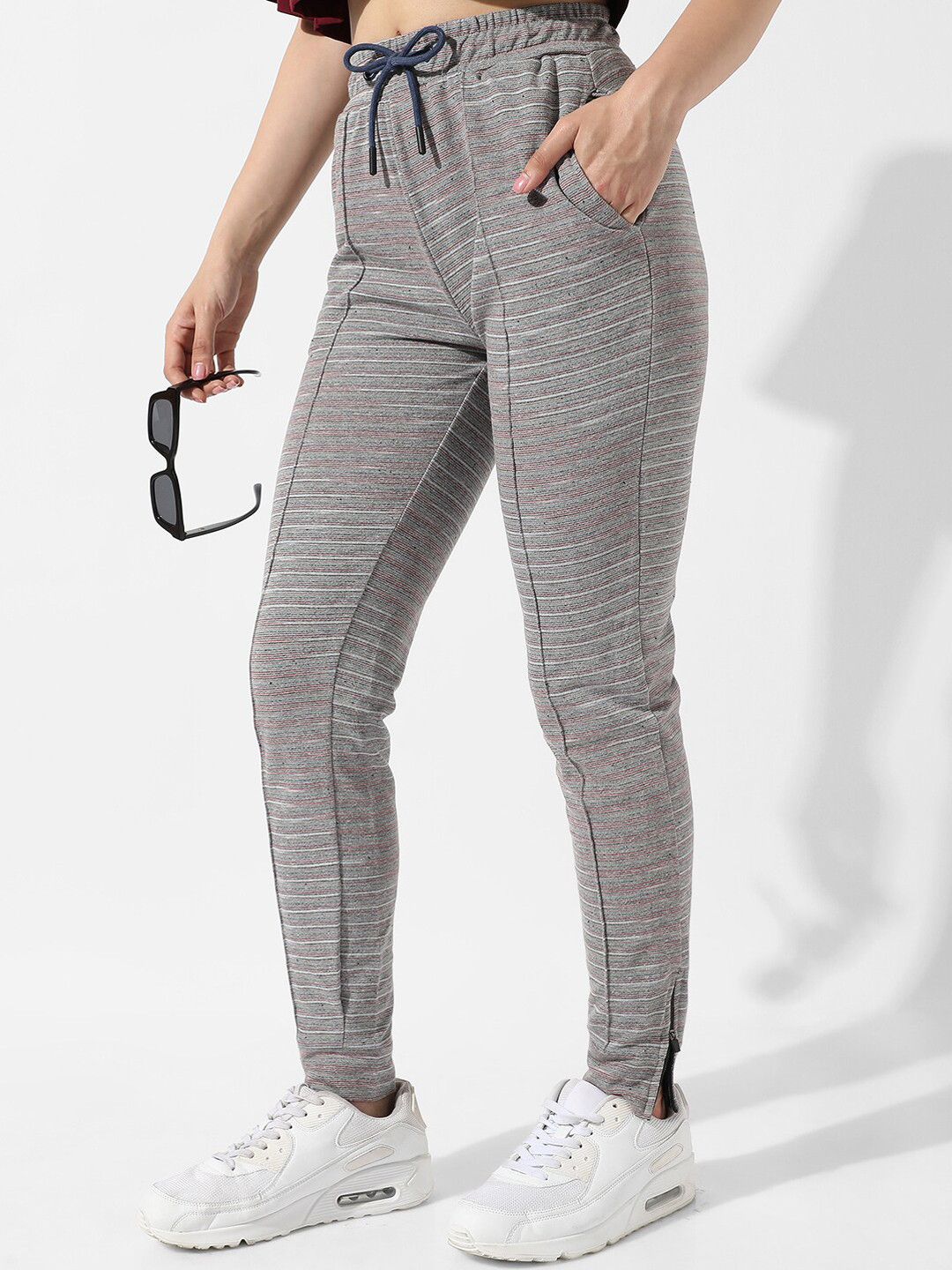 PINACOLADA Grey Striped Cotton Track Pants