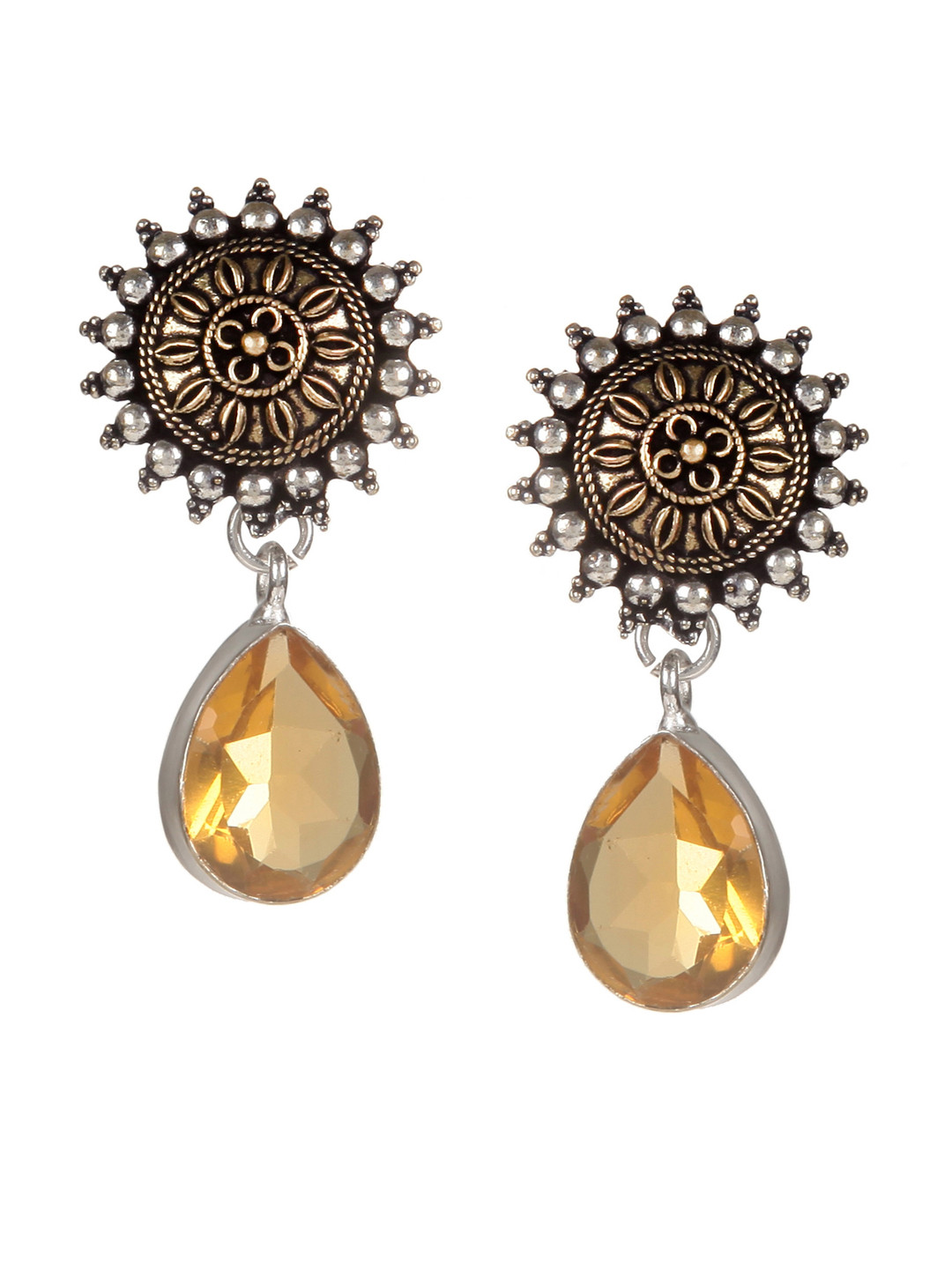 Bamboo Tree Jewels Yellow Teardrop Shaped Studs