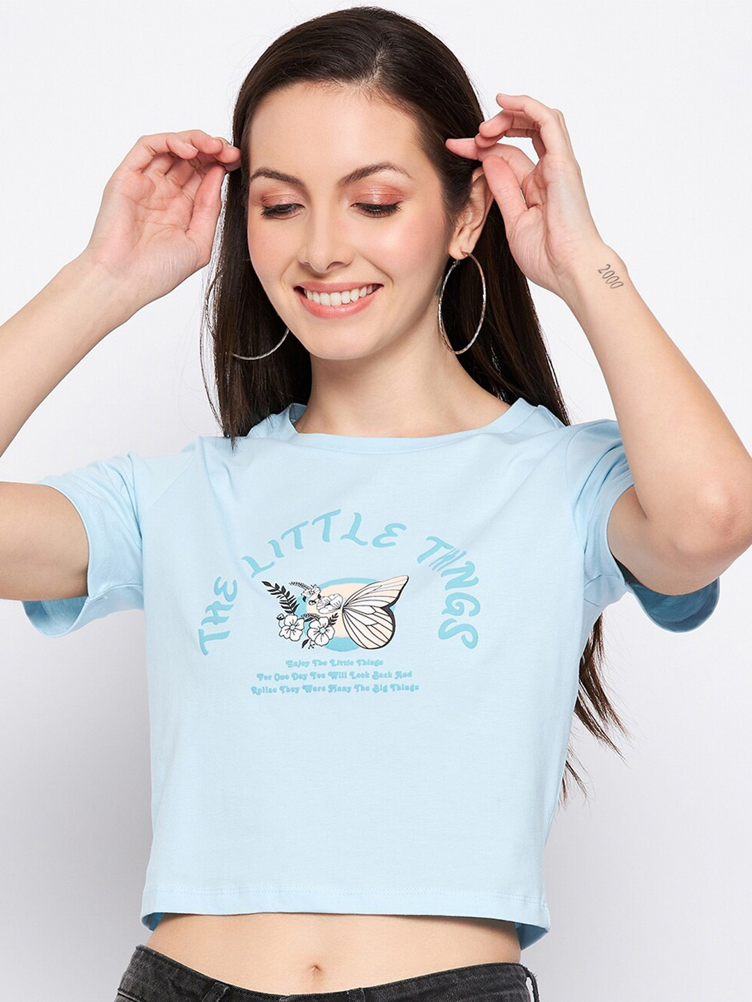 Madame Graphic Printed Cotton Crop Top