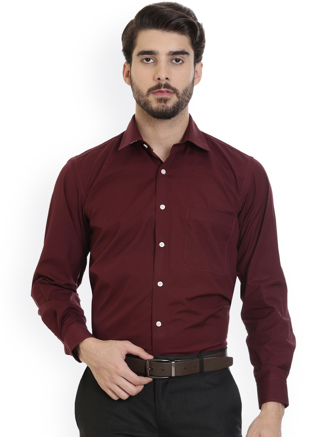 Buy Bay Ridge Men Maroon Smart Slim Fit 