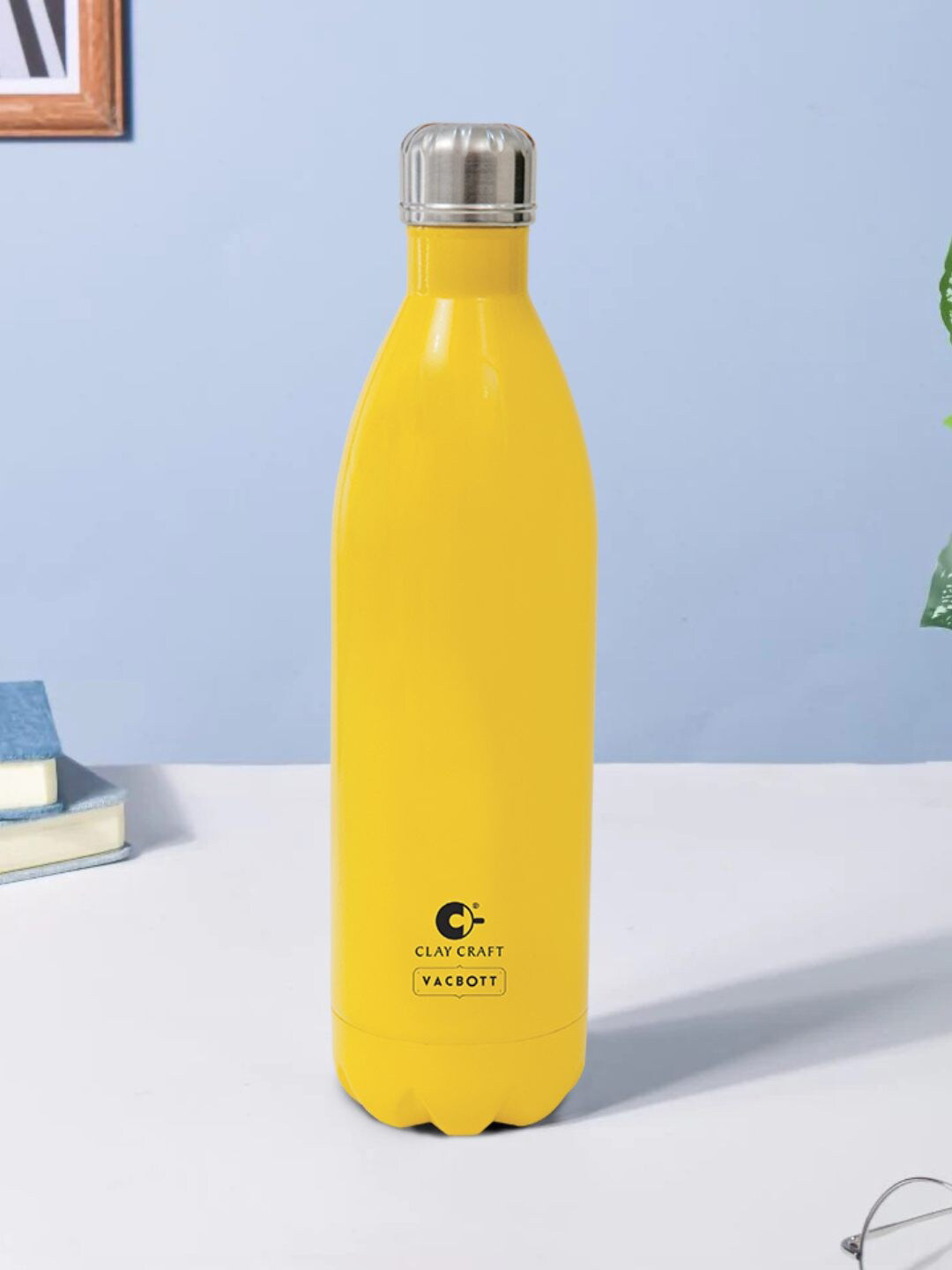 CLAY CRAFT Vacbott Yellow Brand Logo Thermosteel Double Wall Vacuum Flask - 1L