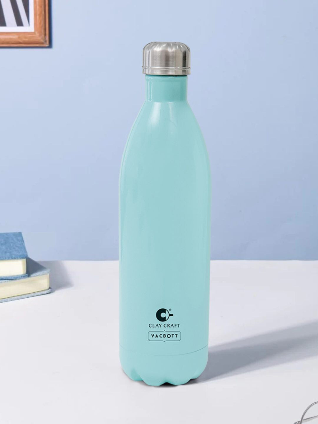 CLAY CRAFT Vacbott Blue Double Walled Thermo-Steel Water Bottle-500 ML