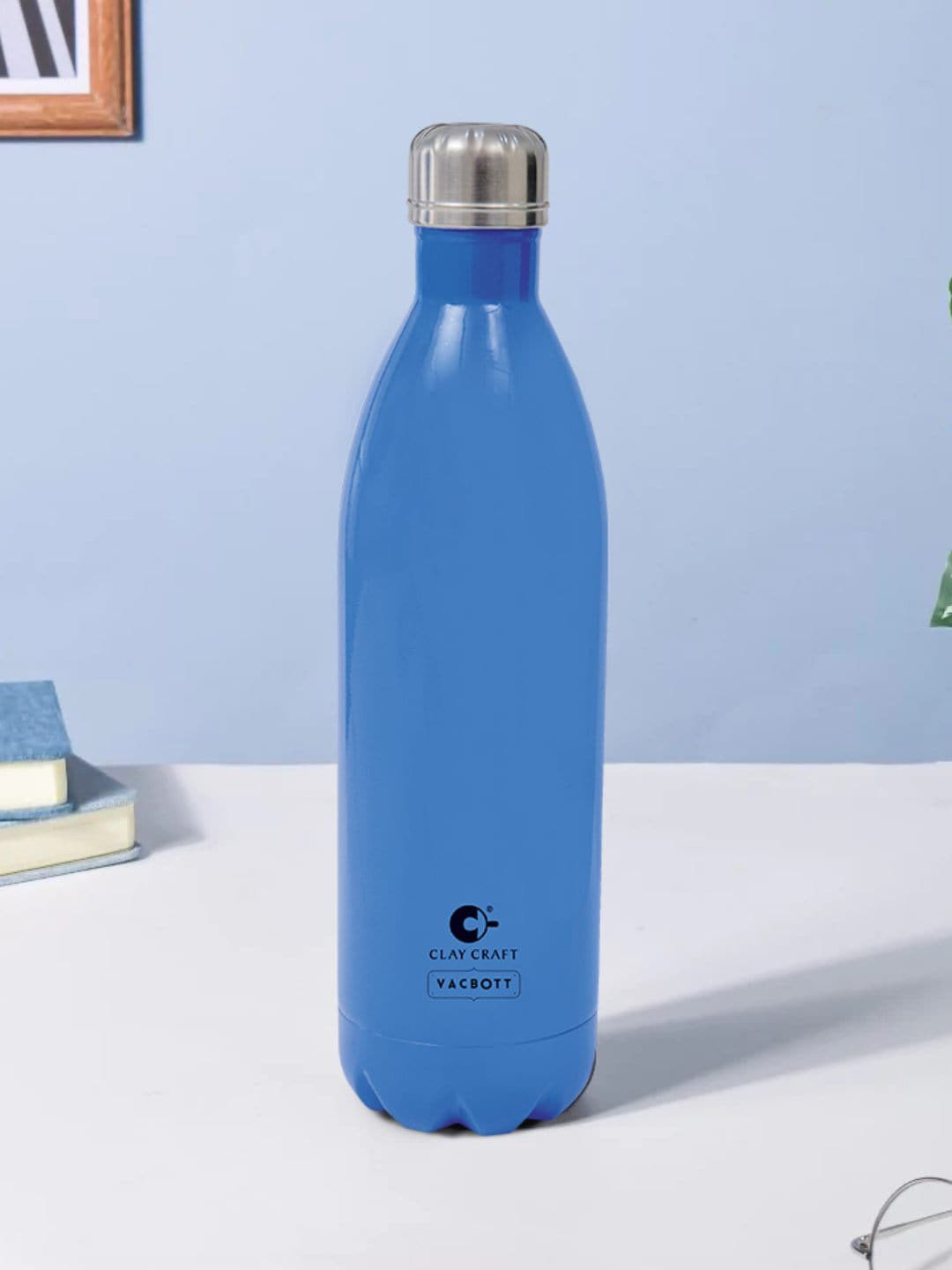 CLAY CRAFT Vacbott Blue Double Walled Thermo-Steel Water Bottle-1L