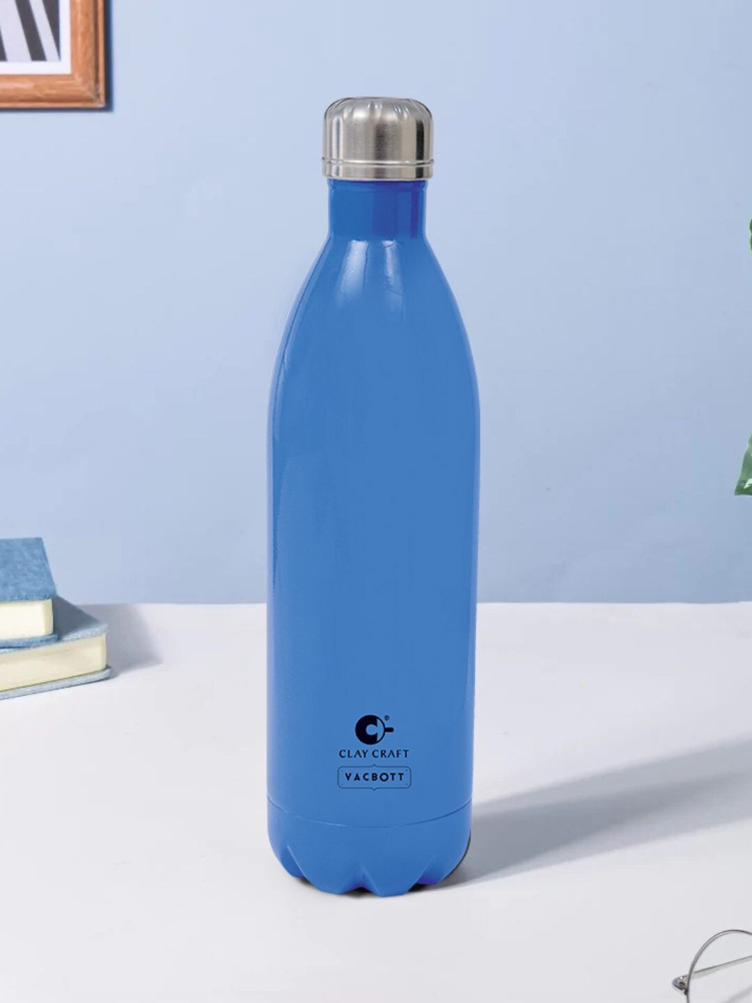 CLAY CRAFT Vacbott Blue Brand Logo Thermosteel Double Wall Vacuum Flask - 500ml