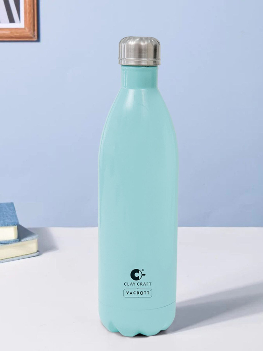 CLAY CRAFT Vacbott Blue Brand Logo Thermosteel Double Wall Vacuum Flask - 1L