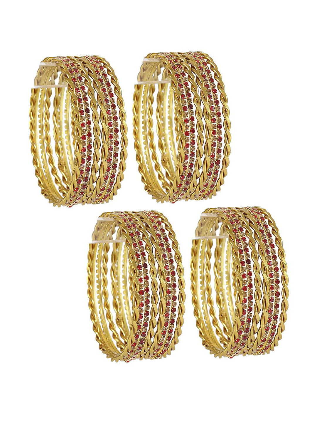 NMII Set Of 32 Glossy Finished Stone-Studded Bangles