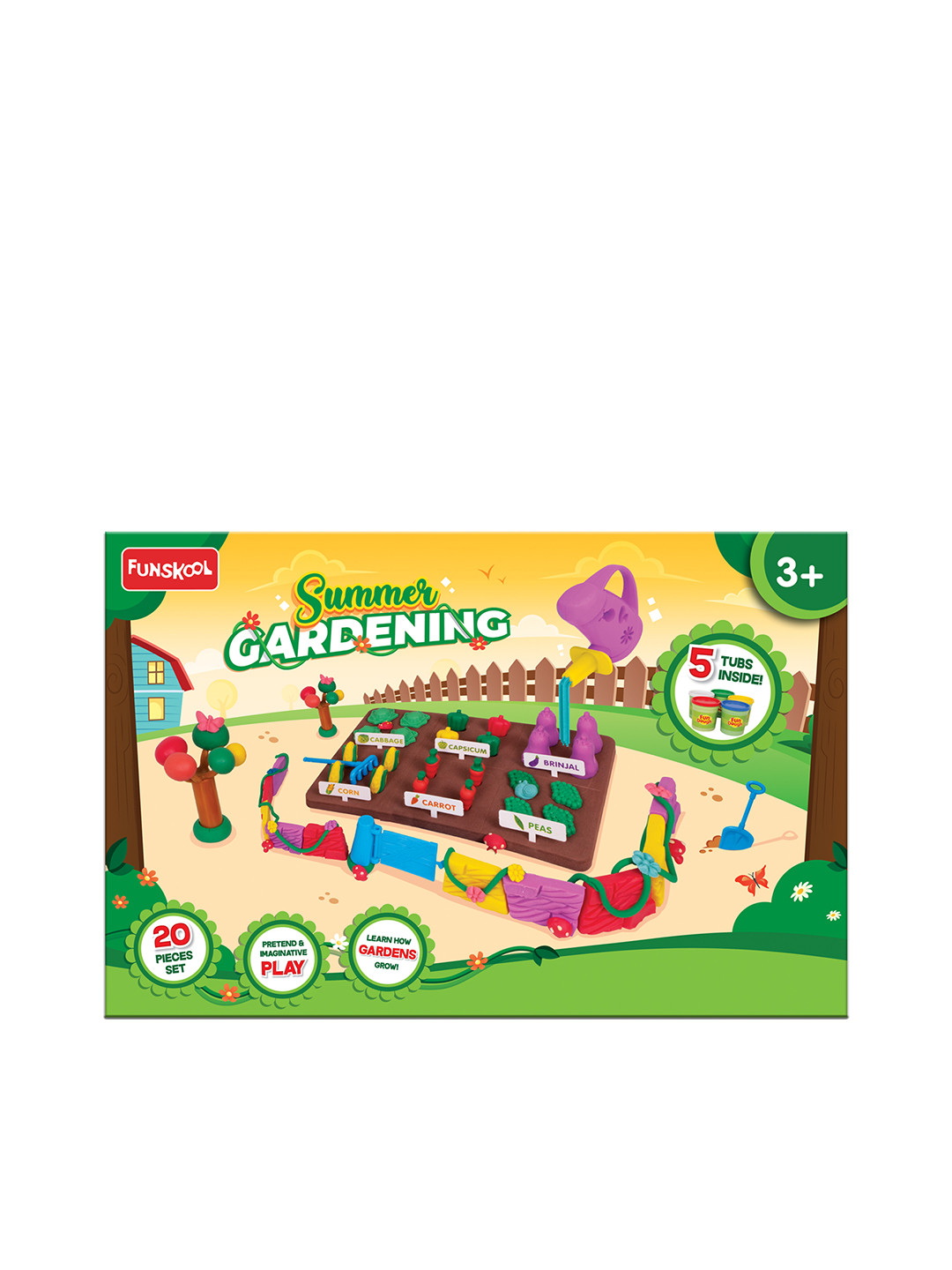 Fun Dough 20-Pieces Summer Gardening Play Set For Age 3+ Years