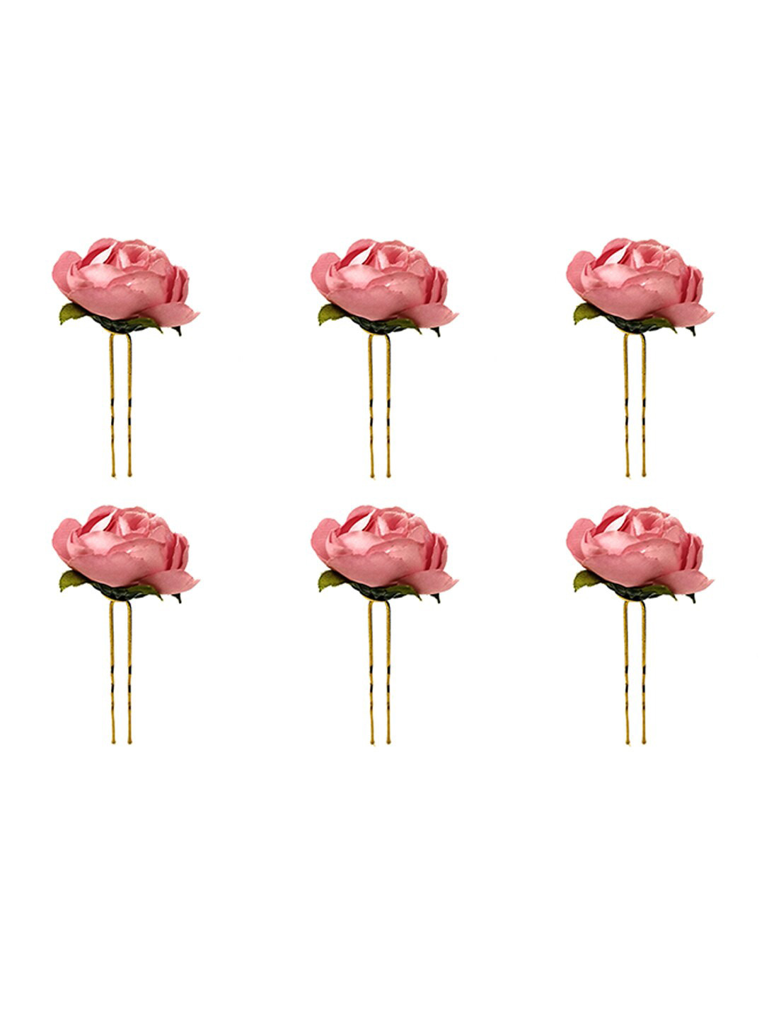 Hair Flare Women Set of 6  Artificial Rose Flower U Pins