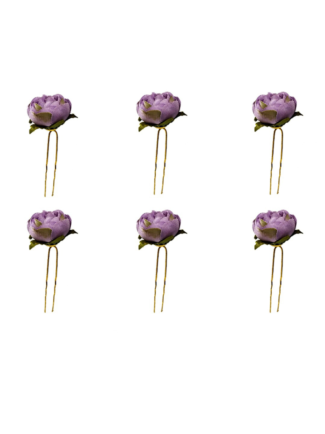 Hair Flare Women Set of 6 Artificial Rose Flower U Pins