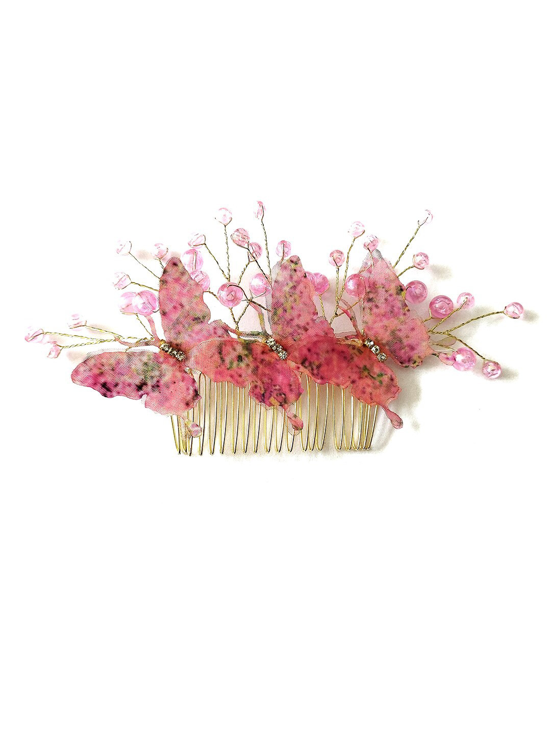 Hair Flare Women Artificial Butterfly Style Designed With Stones And Pearls Comb Pin