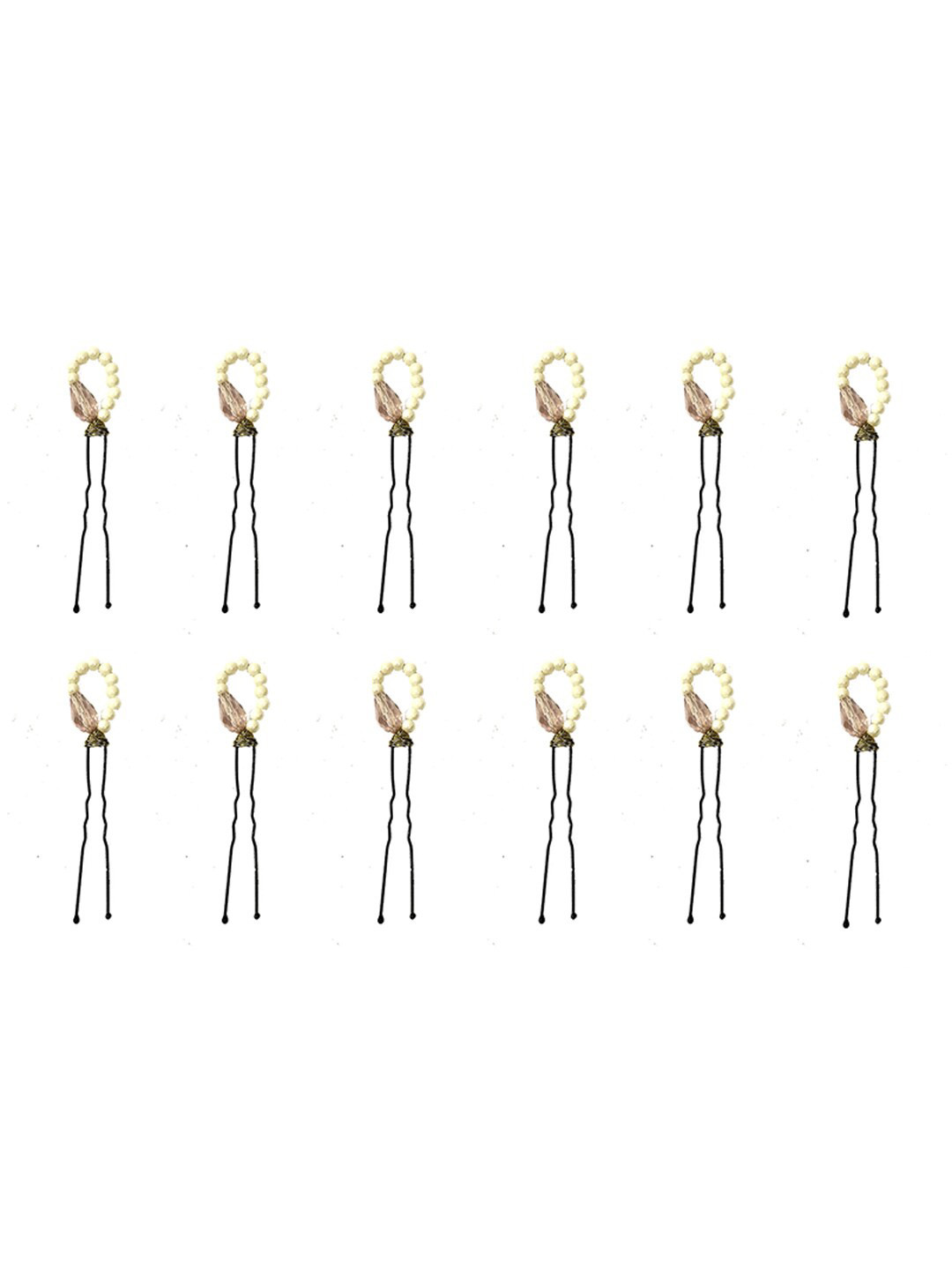 Hair Flare Women Set Of 12 Beaded U Pins