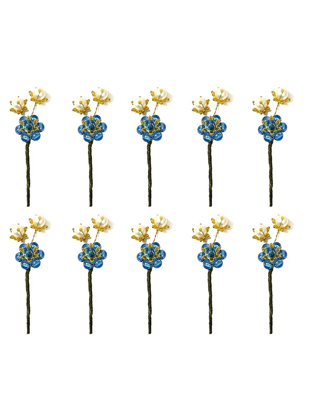 Hair Flare Women 10Pcs Embellished Beaded Hairstick