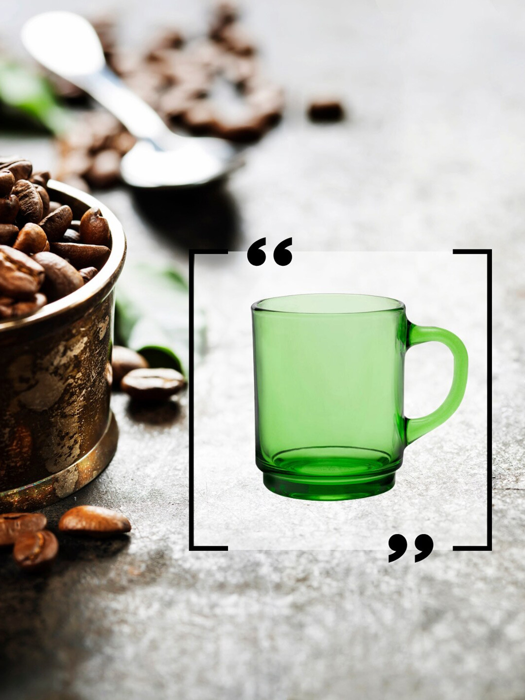 DURALEX Rakshabandhan Gift Green Glass Microwave Safe 6 Piece Mugs-260ml