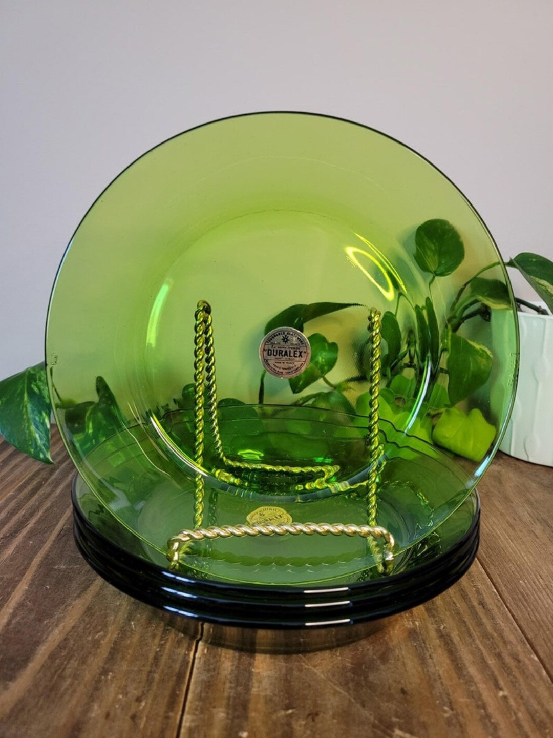 DURALEX Green 6-Pieces Solid Glass Transparent Plates