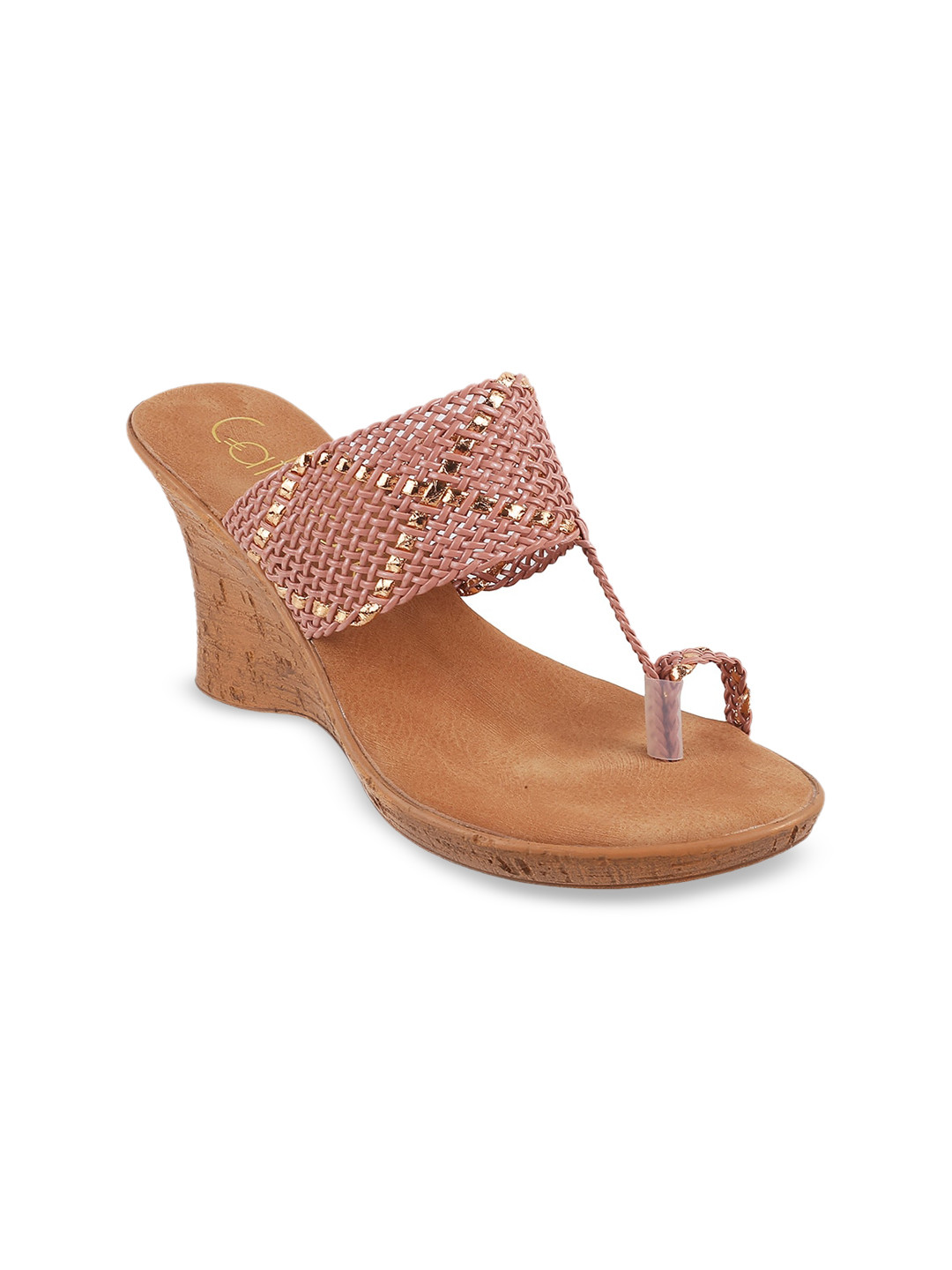 Catwalk Woven Design One Toe Wedge Heels