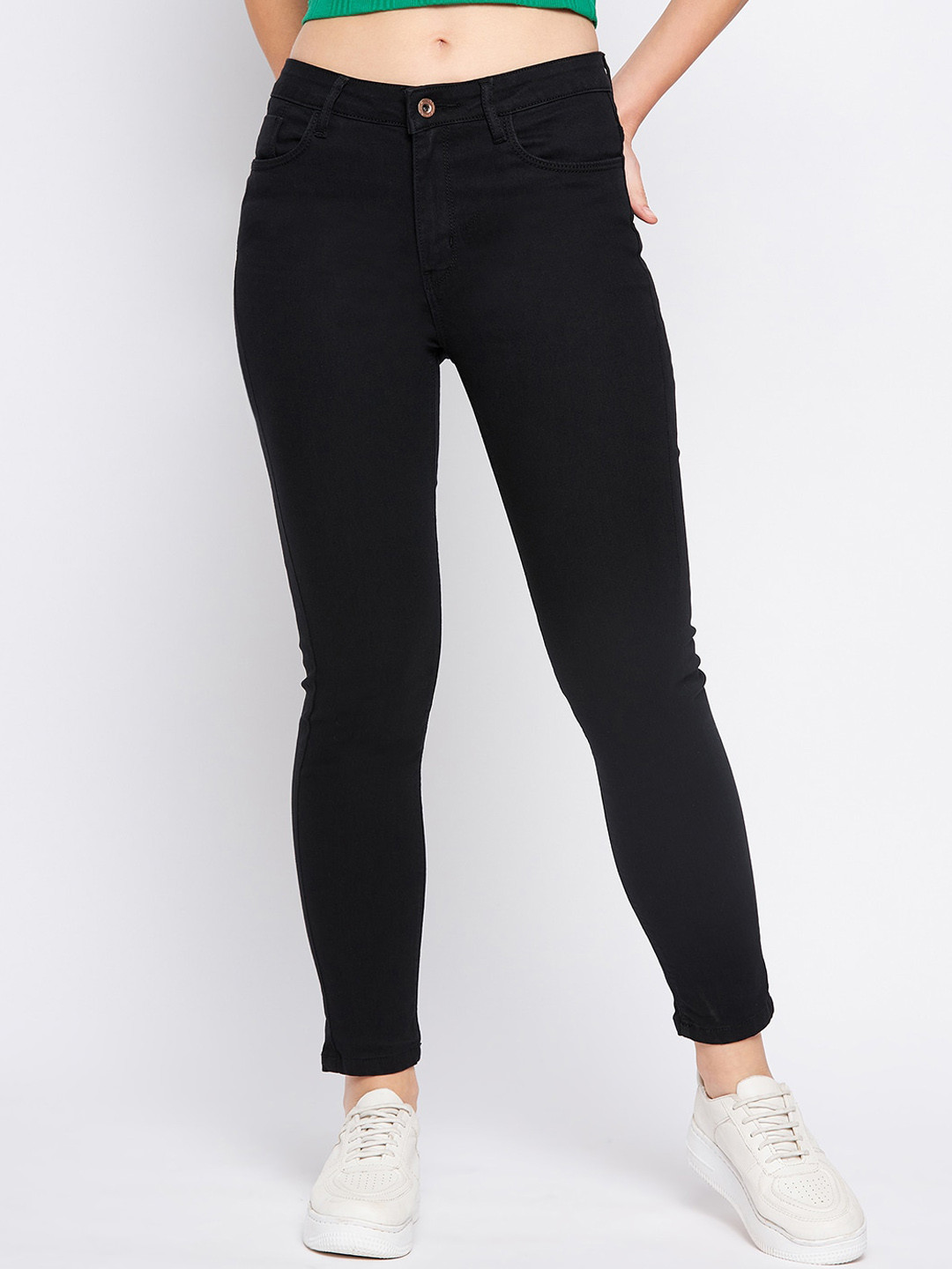 CAMLA Women Skinny Fit Mid-Rise Clean Look Cotton Jeans