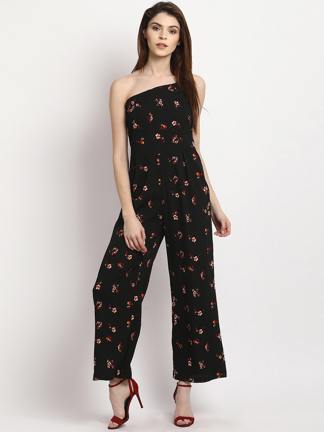 Marie Claire Black Printed Basic Jumpsuit