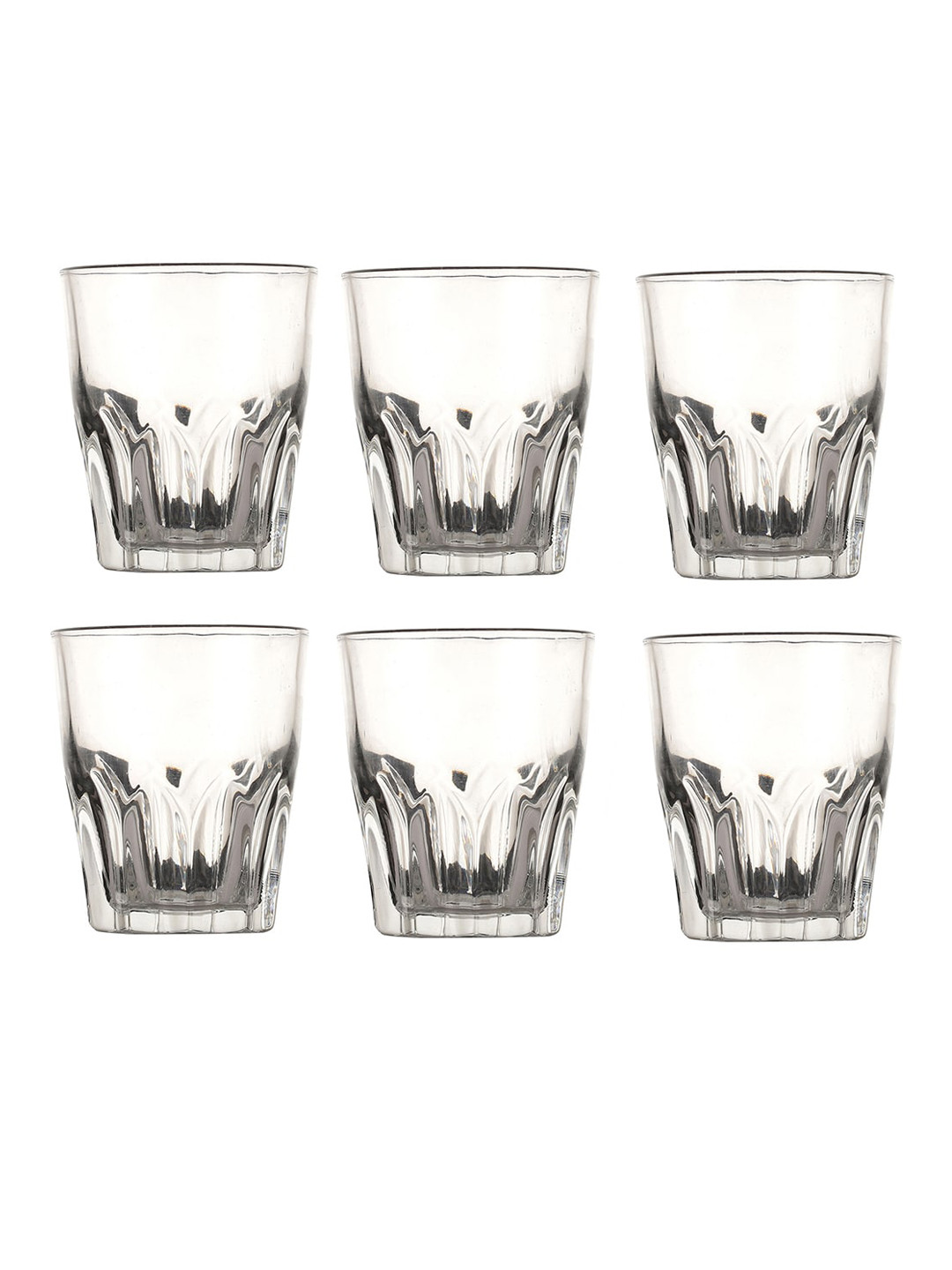 ceradeco 6-Pcs Transparent Lotus Shaped Water Or Juice Glasses - 300 ML