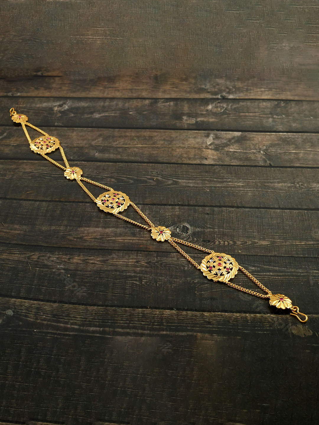 Jewar Mandi Gold-Plated American Diamond-Studded Matha Patti