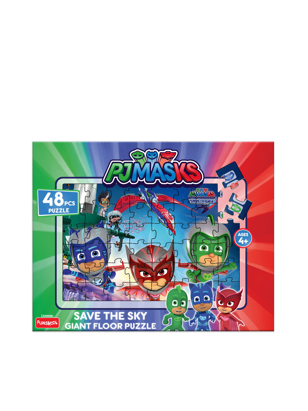 Funskool Multicoloured 48 Pcs PJ Masks Save The Sky Giant Floor Puzzle
