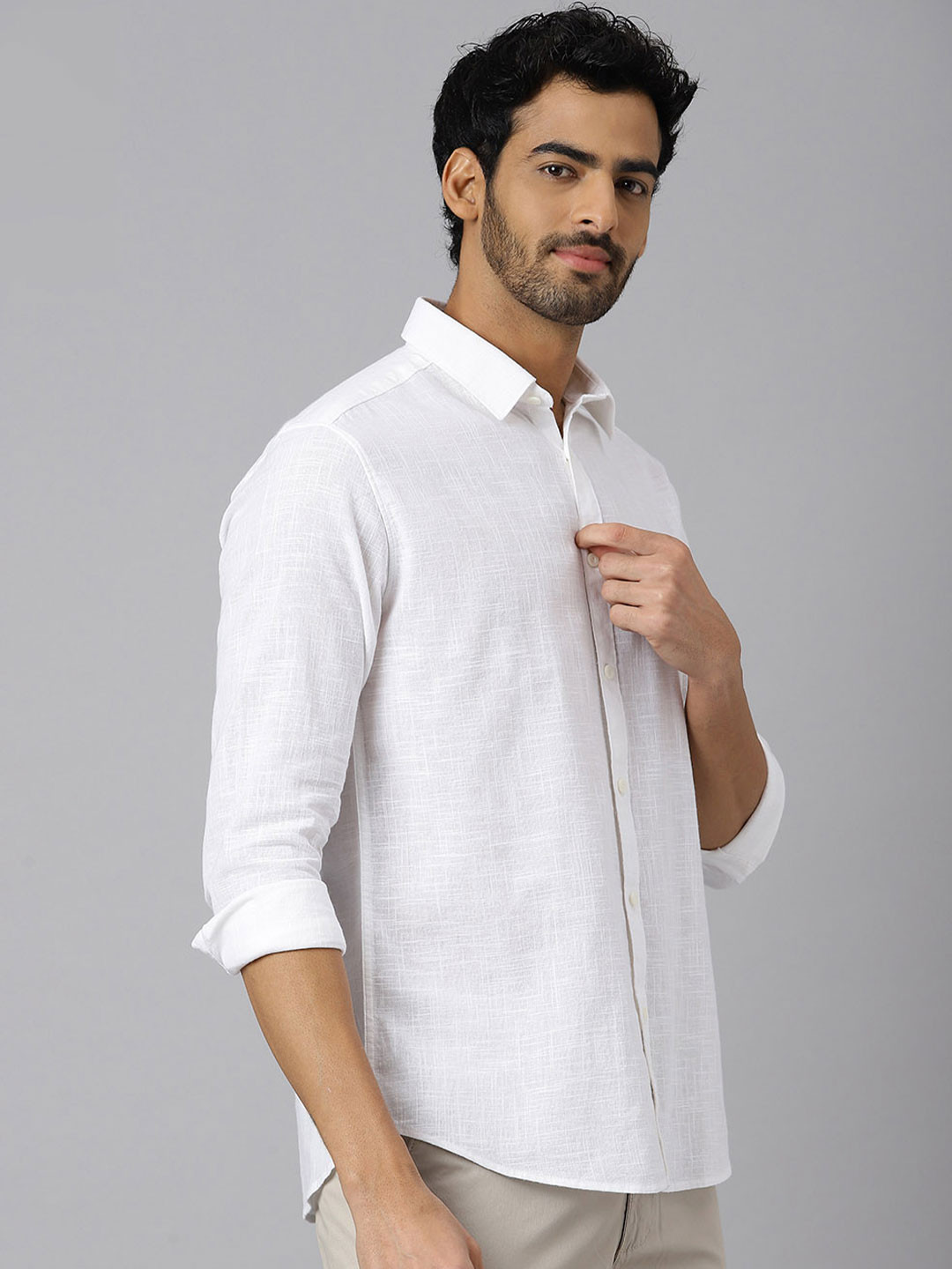 KINGDOM OF WHITE Pure Cotton Stay White Casual Shirt
