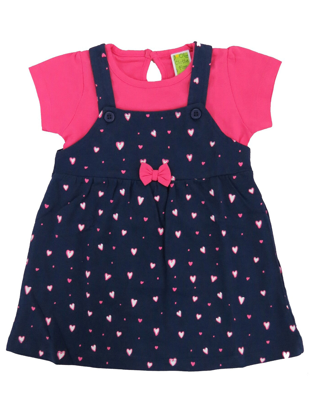Clothe Funn Girls Conversational Printed Cotton Pinafore Dress With Top