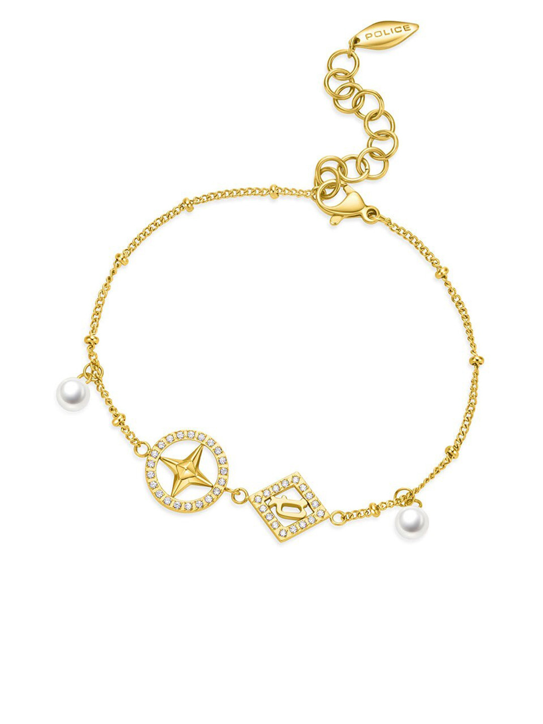 Police Women Stainless Steel Artificial Beads Charm Bracelet