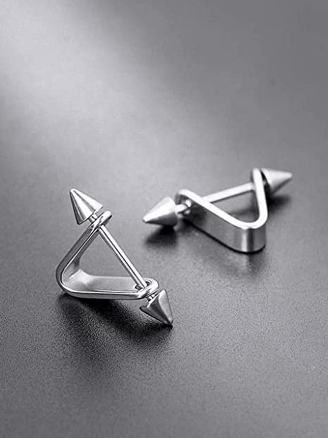 VIEN Silver-Plated Triangular Hoop Earrings