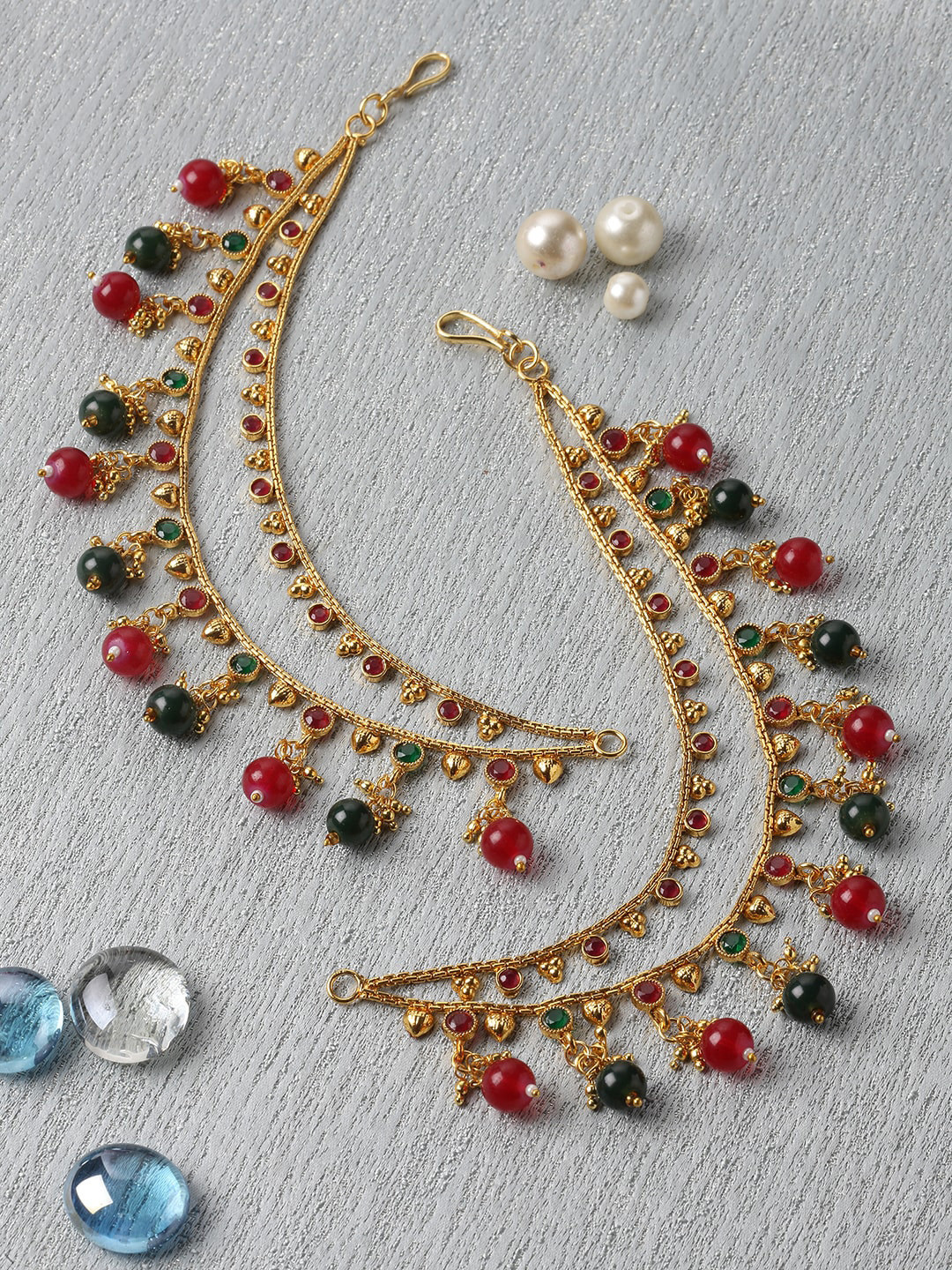 Kennice Gold-Plated Classic Jhumka Earrings With Chain