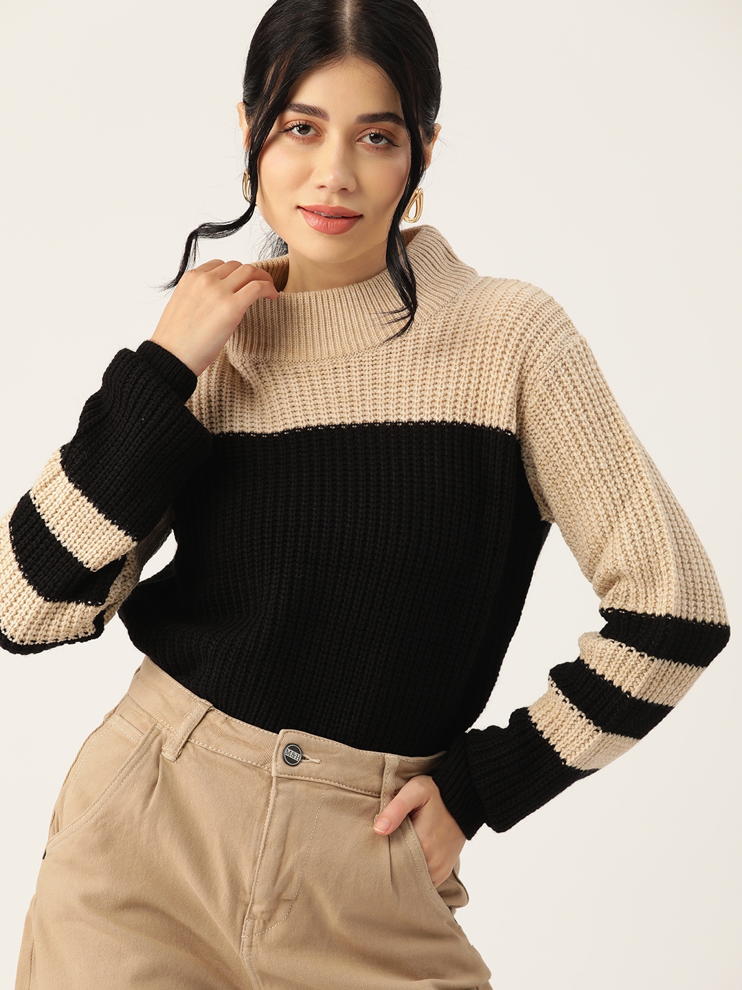 DressBerry Pure Acrylic Colourblocked Pullover - Sweaters for Women 23054520 | Myntra