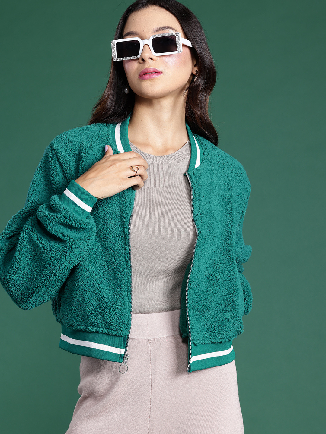 DressBerry Fleece Bomber Jacket