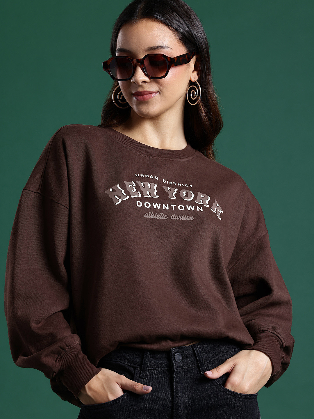 DressBerry New York Printed Drop-Shoulder Sweatshirt