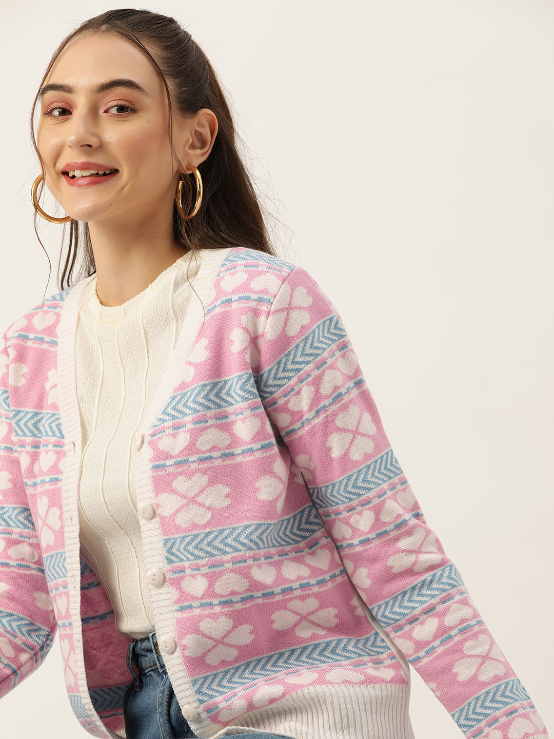 DressBerry Acrylic Self-Design Cardigan