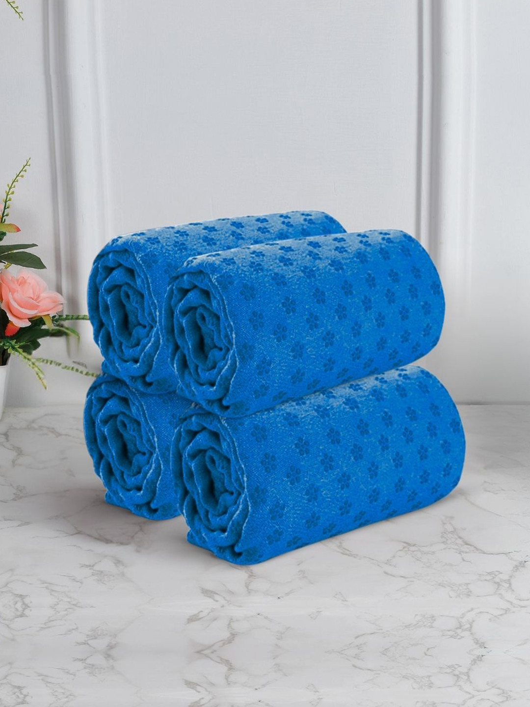 Black gold 4-Pcs Blue & Black Dotted Premium Microfiber Yoga Mat Towels