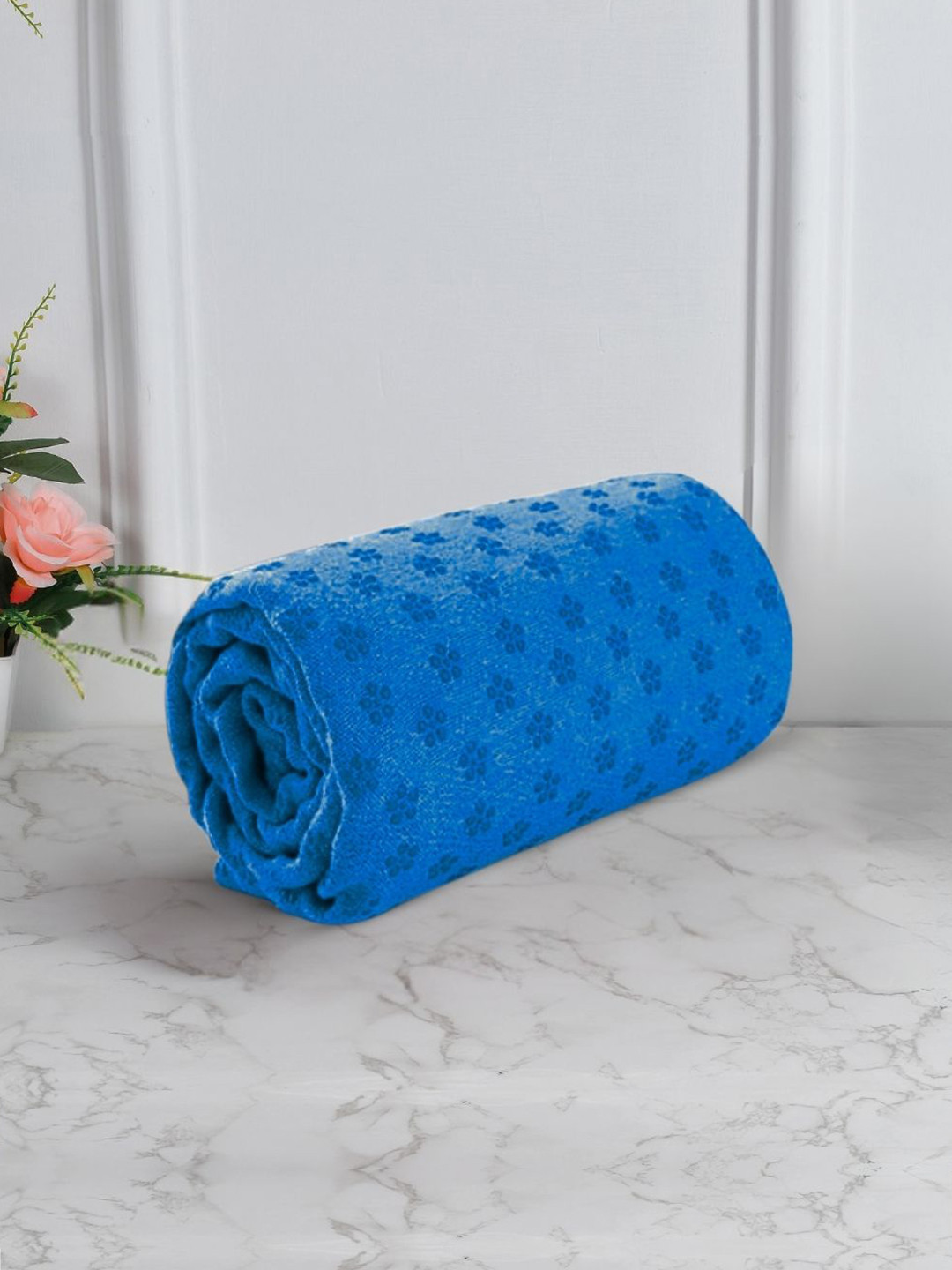 Black gold Blue Self Design Premium Microfiber Yoga Mat Towel