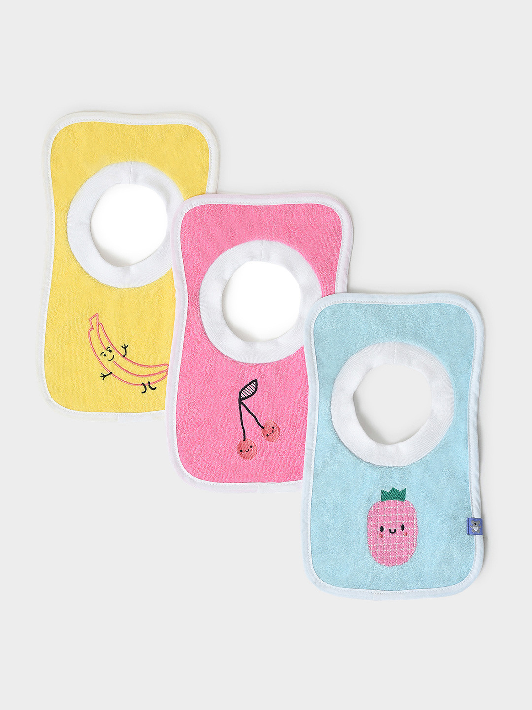 MiArcus 100% Cotton Muslin Dual Layer Drool Bib With Pacifier Band Set